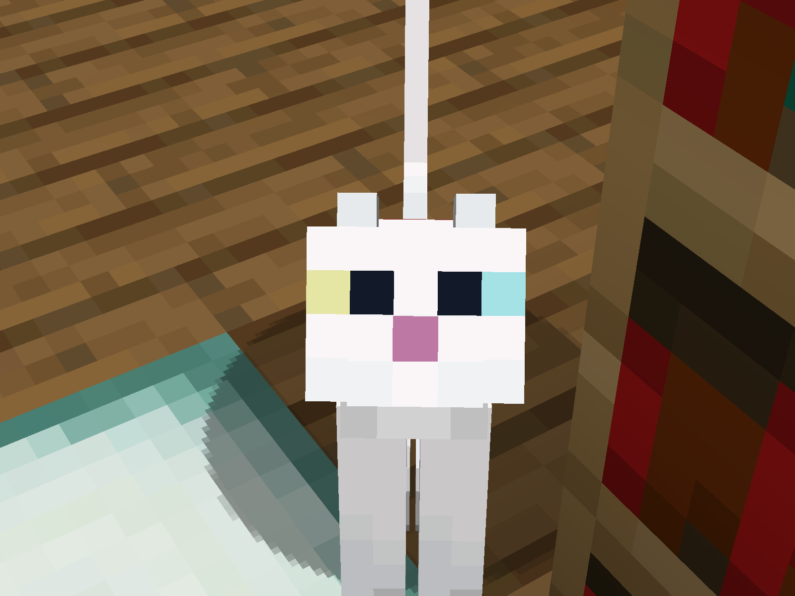 Vừa nhận ra mèo trắng có mắt hai màu khác nhau : r/Minecraft