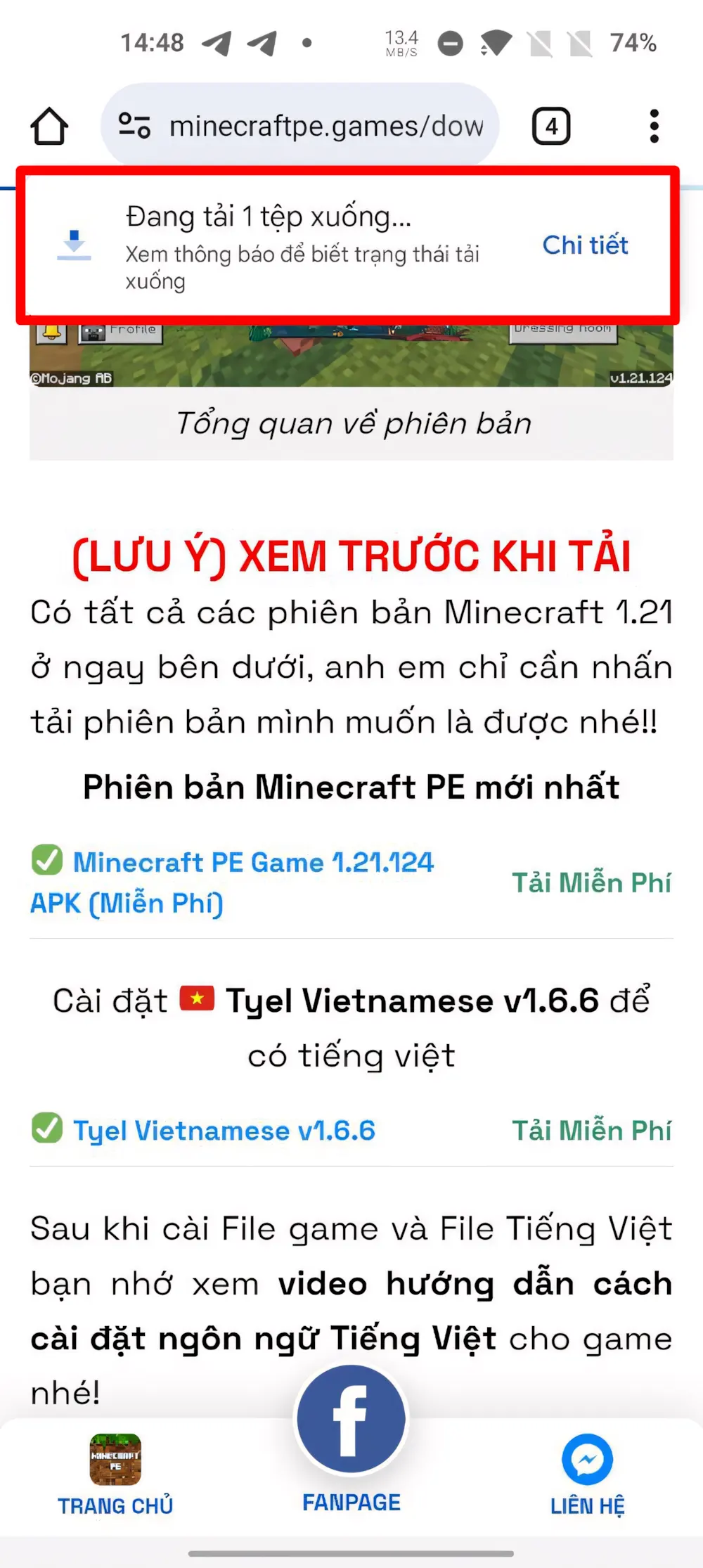 Hướng dẫn cài đặt Minecraft PE