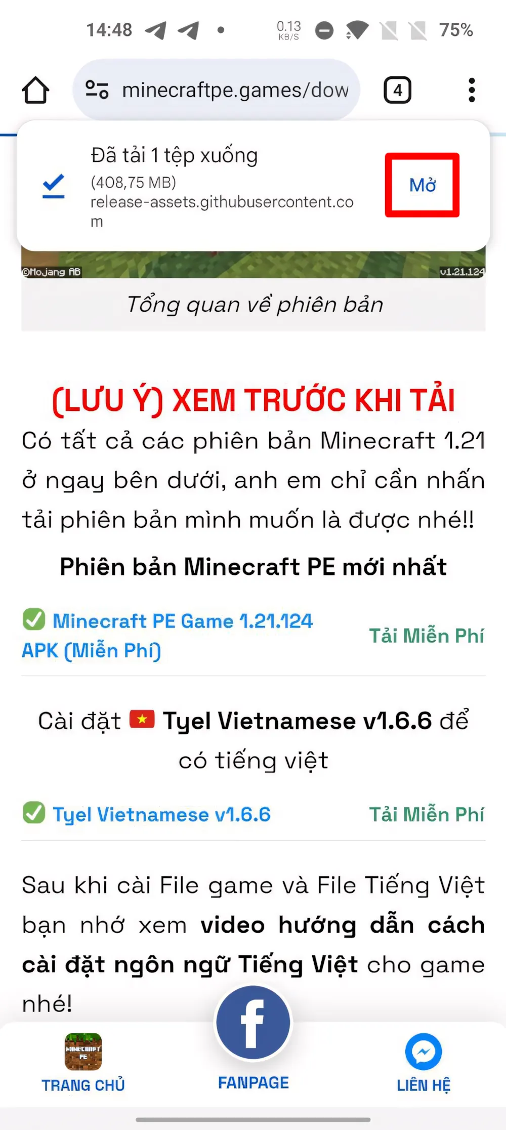 Hướng dẫn cài đặt Minecraft PE