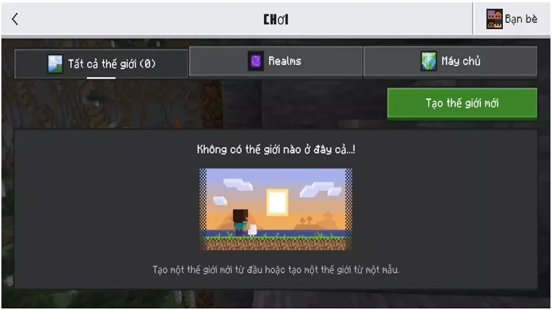 Bước 5: Giao diện Minecraft PE tiếng Việt hoàn chỉnh